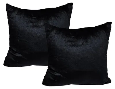Produktbild von JACK 2er Set Teddy Flausch Kissenhülle Kissenbezug Dekokissen flauschig kuschlig weich, Farbe:Schwarz, Größe:45 x 45 cm