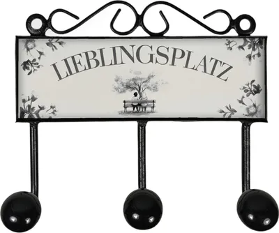 Produktbild von Lieblingsplatz Kleiderhaken Leiste mit 3 Haken mit Parkbankdesign