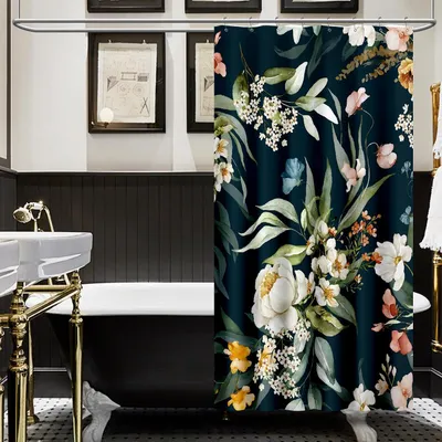 Immagine prodotto di Tenda da doccia antimuffa, con motivo floreale, 120 x 200 cm, per il bagno