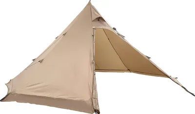 Produktbild von SucceBuy Campingzelt für 4 Personen, tragbares Tipi-Zelt mit Ofenöffnung, Pyramidenzelt aus robustem Segeltuch, vielseitiges 4-Jahreszeiten-Zelt für Outdoor-Aktivitäten wie Wandern, Angeln und Rucksackreisen, Größe M