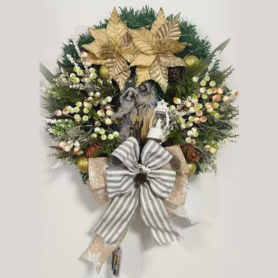 Produktbild von 30cm Weihnachtsgirlande Leuchtender künstlicher Blumenkranz