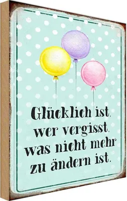 Produktbild von vianmo Holzschild 18x12 cm glücklich ist wer vergisst was Dekoration