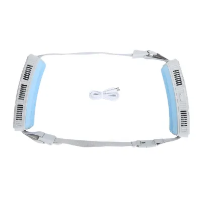 Obrázok produktu pre Prenosný ventilátor na opasok – ventilátor s 3 rýchlosťami, funkciou chladenia a širokým prúdom vzduchu na šport, prácu a outdoorové aktivity, striebornosivý