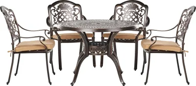 Produktbild von BELIANI Gartenset Tisch Stühle mit Sitzkissen Bistro Retro-Optik Dunkelbraun Aluminium