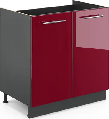 Produktbild von Spülenunterschrank Vicco Fame-Line Bordeaux Hochglanz 80 cm ohne Arbeitsplatte, Model 35556