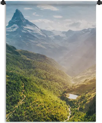 Produktbild von MuchoWow® Wandteppich Wandbehang Berge - Pflanzen - Landschaft 120x160 cm Tapisserie Dekoration Wandtuch - Wohnzimmer - Moderne
