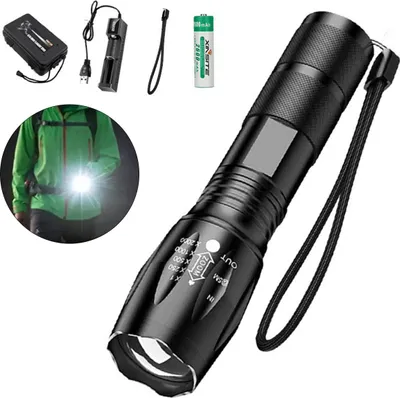 Produktbild von Outdoor-LED-Taschenlampe mit 5 Lichtmodi – Einstellbarer Fokus, hohe Helligkeit, robust für Camping & Wandern