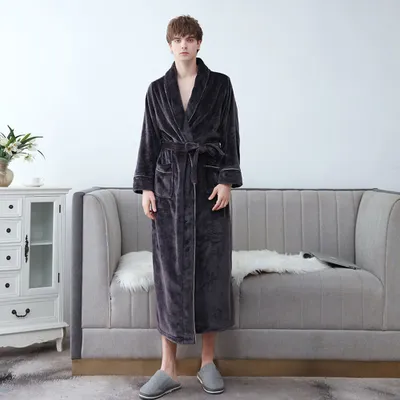 Produktbild von 360Home Dicker flanell Bademantel für Paare Schwarz M Männer