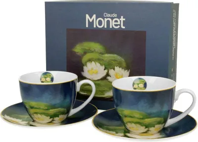 Zdjęcie produktu dla Zestaw 2 Filiżanek Porcelanowych Monet Nenufars 270 ml do herbaty ze spodkami