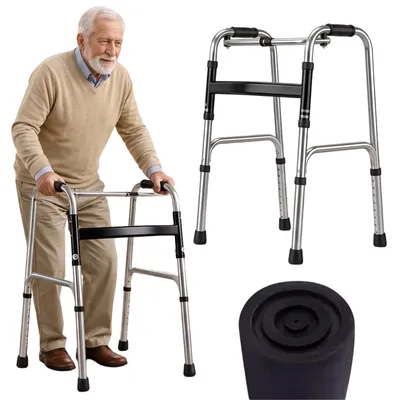 Produktbild von Gehhilfe, Gehbock, Leichtgewicht Laufhilfe, Faltbarer Rollator, Höhenverstellbar, aus aluminium, bis 150kg, Ohne Rollen