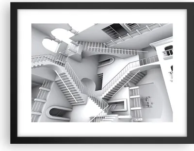 Produktbild von Gerahmtes Poster - Schwarzer Rahmen - Wissenschaft Illusion Treppen - 40x30 cm - Wand Bild - Wanddeko - Wandbilder - Wandposter - Bilderrahmen - Bilder - Kunstdruck - Wandbild - P2BAA40x30-4277