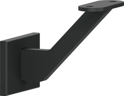 Produktbild von Sellon24® Handlaufhalter Handlaufträger Stahl Wand Holz pulverbeschichtet RAL 9005 Schwarz flach Treppen Rohrstütze