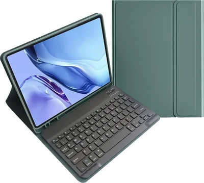 A tablet with a keyboard case and a separate case shown.