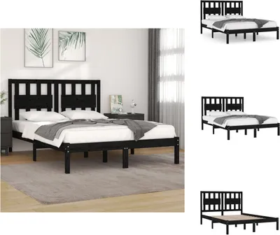 Produktbild von vidaXL Massivholzbett Schwarz Kiefer 200x200 cm -  Betten & Bettgestelle