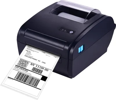 Obrázok produktu pre Stolná termotlačiareň štítkov 4x6 na označovanie prepravných balíkov 160 mm/s Vysokorýchlostná tlačiareň s USB a BT portom Tvorca štítkov Nálepka Max. šírka papiera 110 mm Kompatibilný s označovaním Amazon UPS Ebay Shopify FedEx Expresná tlač štítkov s čiarovým kódom Označovanie poštových zásielok