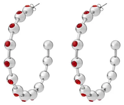 Image de Boucles d'oreilles Diesel pour hommes, en acier inoxydable ou en métal semi-précieux, avec fermoir à cloche, couleur rouge