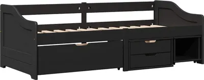 Zdjęcie produktu dla VidaXL 3314684, sofa rozkładana, Czarny, Drewno sosnowe, Drewno, 2050 mm, 960 mm, 690 mm