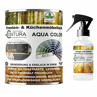 Produktbild von 750ml. + Anlauger - Contura Küchenmöbellack RAL Möbellack SEIDENMATT SET Möbelfarbe Holzlack Buntlack Küchenlack - RAL 5000 Violettblau
