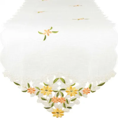 Immagine prodotto di Runner da tavola con ricamo, ricamato con fiori o farfalle 35x140cm runner per la tavola (colore: verde - giallo)