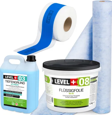 Produktbild von Abdichtung Dichtset Flüssigfolie 12kg Dichtbahn 1m Tiefengrund Dichtband SET314
