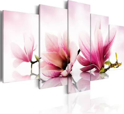 Produktbild von Modernes Wandbild b-A-0070-b-n (100x50) - 5 Teilig Bilder Fotografie auf Vlies Leinwand Foto Bild Dekoration Wand Bilder Kunstdruck BLUMEN MAGNOLIEN NATUR