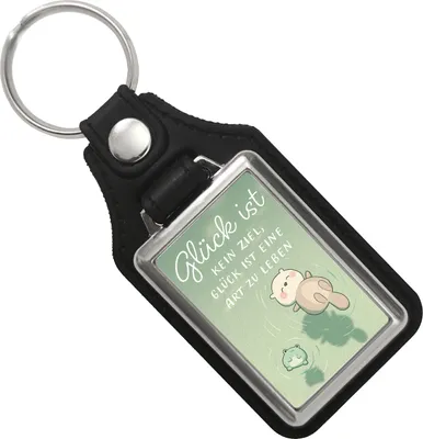 Produktbild von Otter und Frosch Schlüsselanhänger mit Kunstleder-Anhänger mit Spruch Glück ist