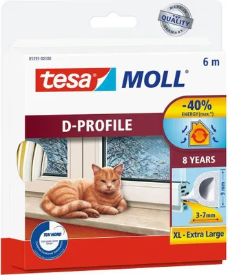 Productafbeelding van tesa 05393-00100-03 tesa tesamoll® INSULATION Dichtungsband weiß 9,0 mm x 6,0 m 1 Rolle