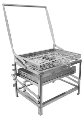 Immagine prodotto di Griglia a carbonella portatile - Girevole di 180 gradi - Acciaio inossidabile - Griglia regolabile in altezza - Per giardino e campeggio