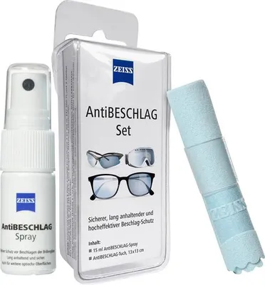Produktbild von ZEISS AntiBeschlag-Spray mit 15ml Inhalt inklusive einem Brillen-Reinigungstuch für einen lang anhalzenden Beschlagschutz/auch bei hoher Luftfeuchtigkeit