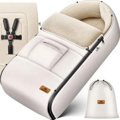 Produktbild von KIDIZ® Babyfußsack Baby Fußsack Winterfußsack Babyschale mit Reißverschluss Kuschelsack Babydecke Kinderwagen waschbar verschließbarer Kopfteil, Tasche, passend für alle Kinderwagen