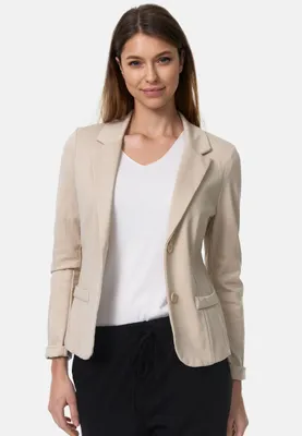 Produktbild von Rayshyne Damen Kurzblazer Sportliches Sakko Business Blazer mit Reverskragen Beige in Einheitsgröße Gr. M - 38 PM11