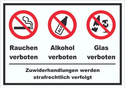 Produktbild von Schild Alkohol Rauchen Glas verboten A4 Rückseite selbstklebend