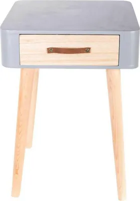 Image de HowHomely | Table de nuit avec poignée en cuir - 48 cm - Gris