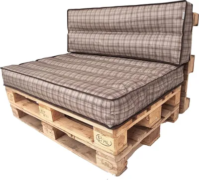 Obrázek produktu pro PillowPrim Sada paletových polštářů odnímatelný potah voděodolný Sada paletových polštářů zahradní polštář (sedák 120x80 opěradlo 120x40) béžová kostkovaná