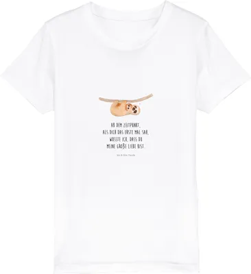 Produktbild von Mr. & Mrs. Panda Kleinkinder T-Shirt Faultier Kind 12-14 Jahre (152/164) - Weiß - Geschenk, Mutter, Mama, Teenager, Kinder, Baby, Kindershirt, Kinder-T-Shirt, Baumwoll