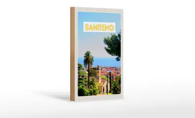 Produktbild von Holzschild Reise 12x18 cm Sanremo Italien Reise Sonne Sommer
