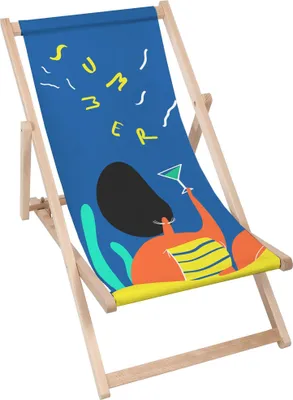 Produktbild von Dreamroots Liegestuhl klappbar Holz bis zu 130 kg, Sonnenliege klappbar mit 3-stufiger Neigungsregulierung der Rückenlehne, Hello Summer Blue