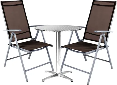 Produktbild von Bistro Sitzgarnitur Bistrogarnitur 3-teilig Silbergrau / Schokobraun