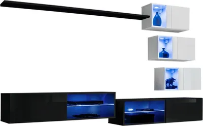 Productafbeelding van Woonkamerset SWITCH XXIV – LED – Zwart en Wit – Design wandcompositie