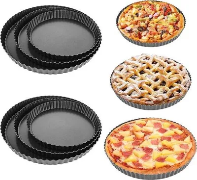 Produktbild von Famanu Tortenform Set 6-teilig mit Hebeboden und Antihaftbeschichtung - Ideal für Quiche und Kuchen