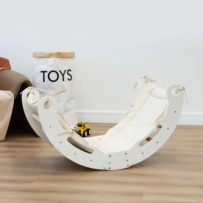 Produktbild von 2-in-1 Kinderwippe Kletterbogen Serie W1 mit Matratze und gebogener Leiter