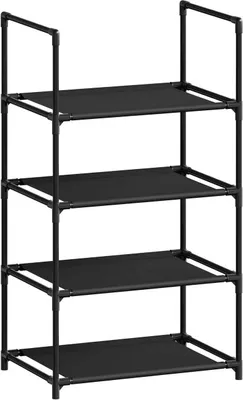 Produktbild von WOLTU Schuhregal mit 4 Ablagen, Schuhständer Metallgestell, 41x28x72 cm : Schwarz Farbe: Schwarz