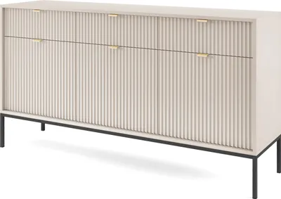 Produktbild von Masseno Kommode STELLARE 154 cm Sideboard mit 3 Schubladen und 3 Türen für Wohnzimmer Schlafzimmer Modern 154x39x83 cm Kaschmir / Kaschmir