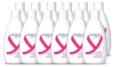 Obrázok produktu pre 12 kusov čistiaceho gélu Lactacyd Sensitive pre intímnu hygienu – extra jemný – 300 ml – výhodný balík