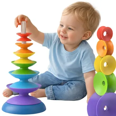 Produktbild von Woopie Baby bunte Turmpuzzle-Pyramide, pädagogisch, ab 18 Monaten