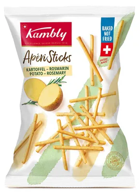 Produktbild von Kambly Apéri Sticks Kartoffel Rosmarin 80g, KI-generiertes Bild