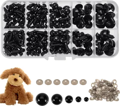 Produktbild von Sonstiges Kamerazubehör PAEFIU 100 Stück Kunststoff-Sicherheitsaugen für Häkeltiere, 6/8/9/10/12 mm Sicherheitsösen mit Unterlegscheiben, Puppenaugen