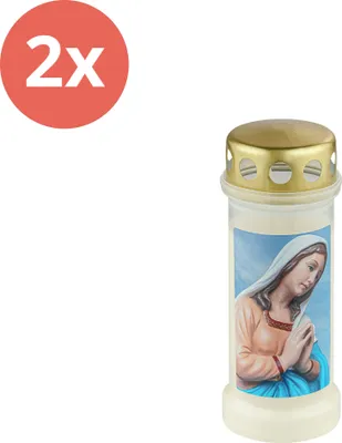 Obrázek produktu pro Bolsius - Pamětní světlo - S víčkem - Modlící se Marie - 70 hodin hoření - Cenné balení - 2 kusy