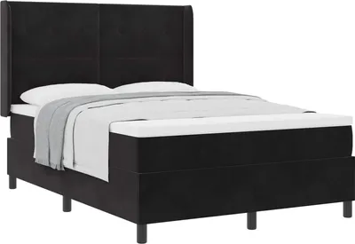 Obrázok produktu pre Posteľ s pružinovým rámom s matracmi Čierna 140 x 200 cm Zamat