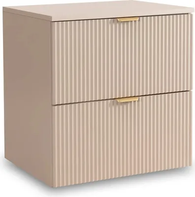 Produktbild von WENA Waschtischunterschrank 60 cm, geriffelte Fronten, Griffe aus Metall in der Farbe Gold (Farbe: Kaschmir)
